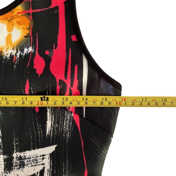 H&M Women's‎ Small Shift DRESS Sleeveless Abstract Print Multi Color Paint Brush - Picture 7 of 12